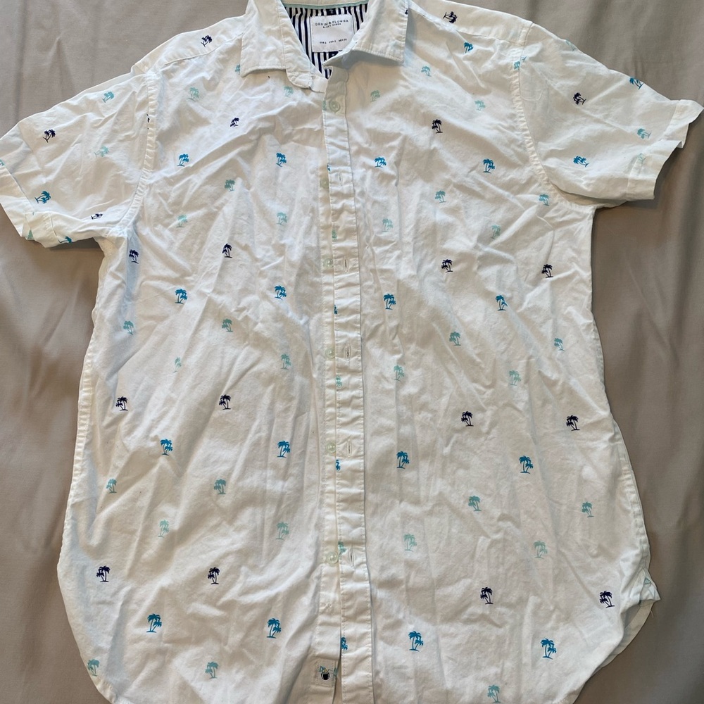 White Casual Button Down Shirt by Denim & Flower